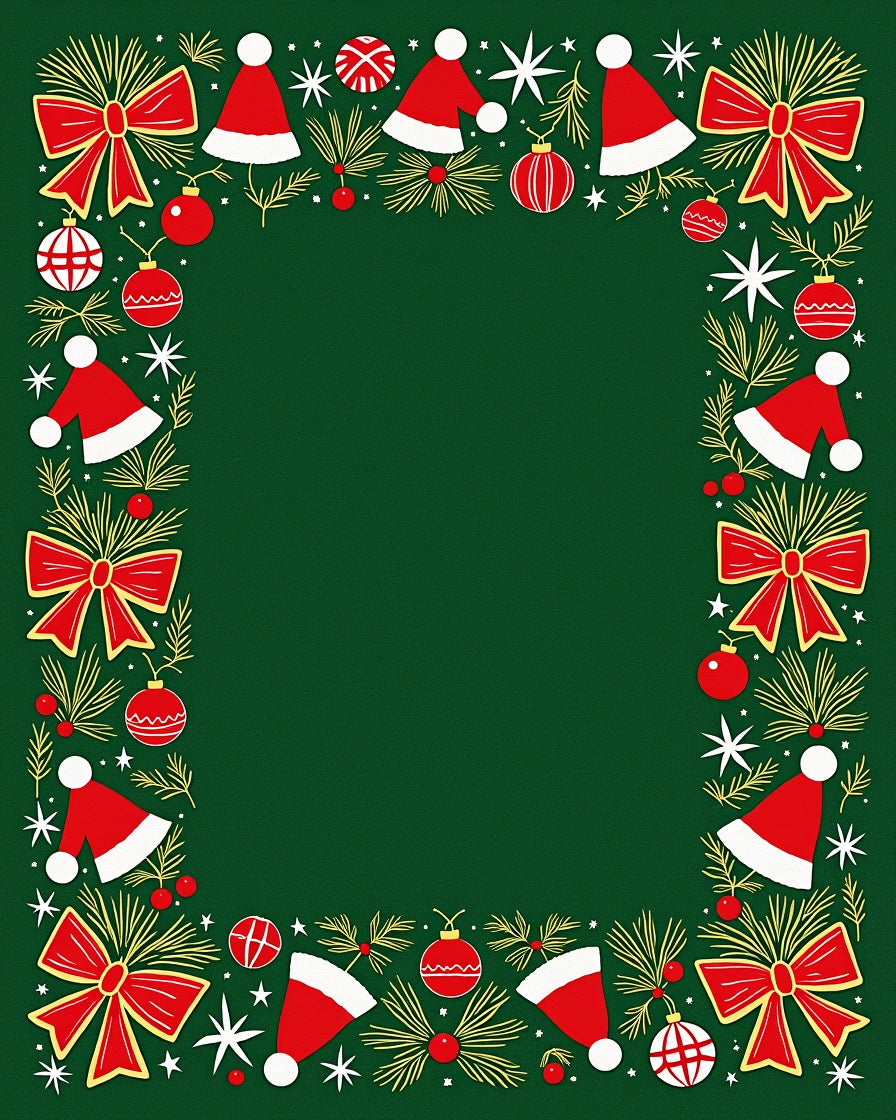 Whimsical Red Ribbon Christmas Hat Border Rug