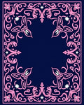 Navy Pink Symmetrical Floral Vines Rug