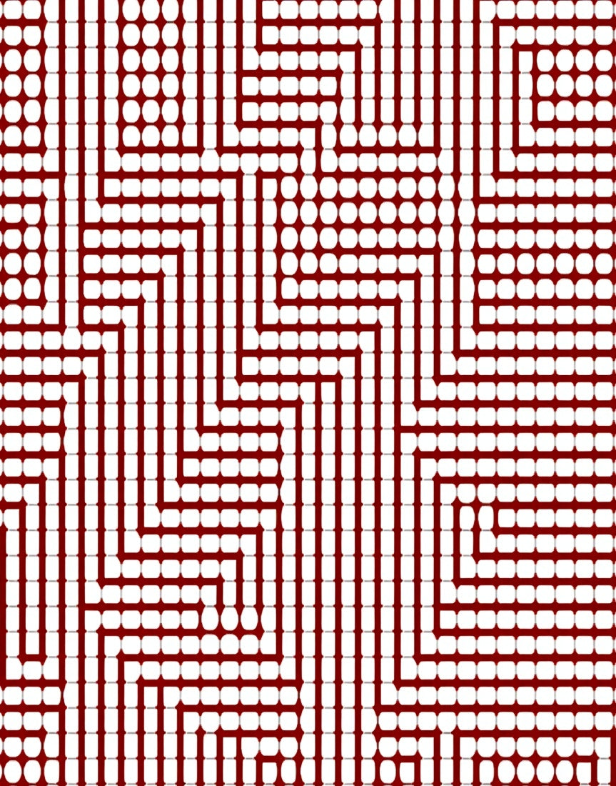 Deep Red Geometric Zigzag Circles Rug