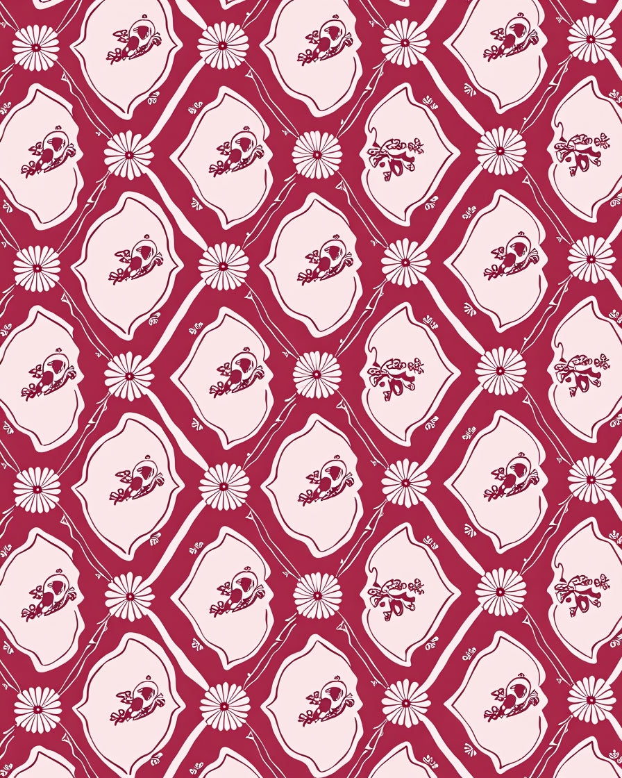 Crimson Bird Floral Diamond Rug