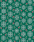 Green White Red Snowflake Holiday Rug