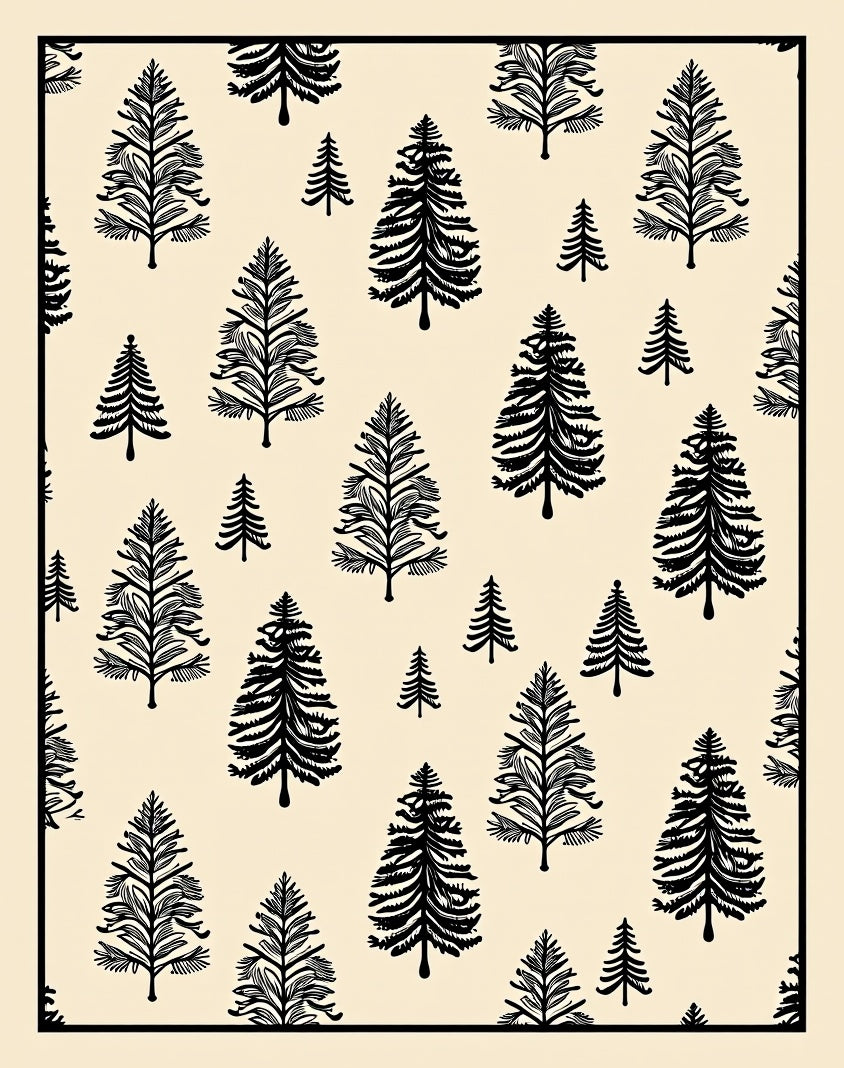 Black Pine Forest All Over Rug