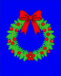 Festive Red Bow Festive Green Wreath Rug