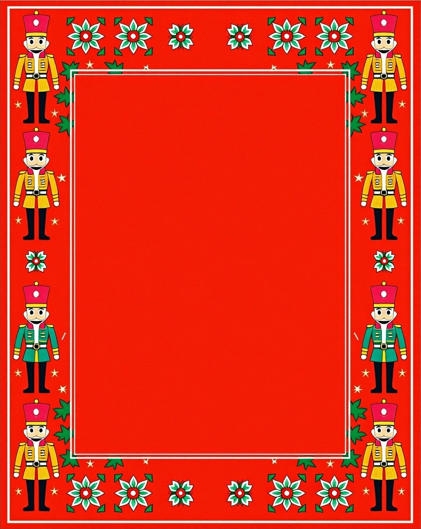 Jolly Red Nutcracker Christmas Border Rug