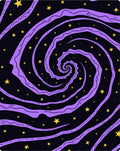 Vibrant Purple Swirl Yellow Stars Rug