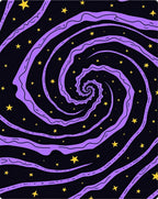 Vibrant Purple Swirl Yellow Stars Rug