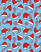 Festive Red Santa Hats Candy Canes Rug
