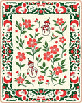 Festive Snowman Red Floral Border Rug