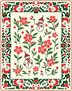 Festive Snowman Red Floral Border Rug