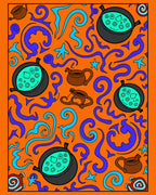 Orange Witches Brew Cauldron Whimsical Rug