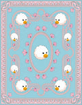Whimsical Blue Sheep Floral Border Rug