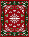 Festive Red Snowflake Holly Border Rug