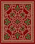Crimson Green Floral Scrollwork Medallion Rug