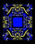 Bold Blue Yellow Abstract Frame Rug