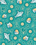 Teal Whimsical Shark Ocean Life Rug