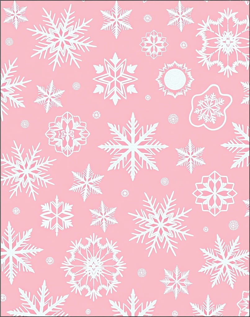 Pink White Snowflake Collage Rug