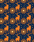 Orange Deer Starry Sky Art Rug