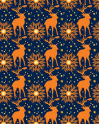 Orange Deer Starry Sky Art Rug
