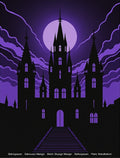 Gothic Castle Purple Moon Sky Rug