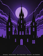 Gothic Castle Purple Moon Sky Rug
