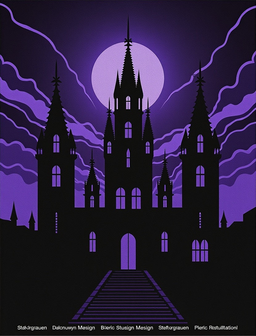 Gothic Castle Purple Moon Sky Rug