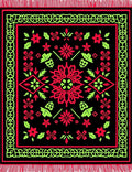 Bold Black Red Lime Floral Medallion Rug