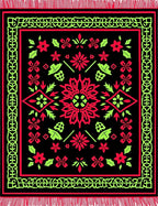 Bold Black Red Lime Floral Medallion Rug
