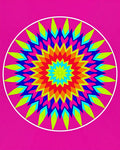 Vibrant Rainbow Sunburst Mandala Rug