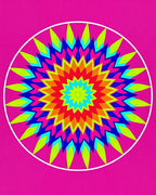 Vibrant Rainbow Sunburst Mandala Rug