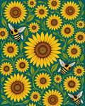 Sunny Yellow Sunflower Bee Garden Rug