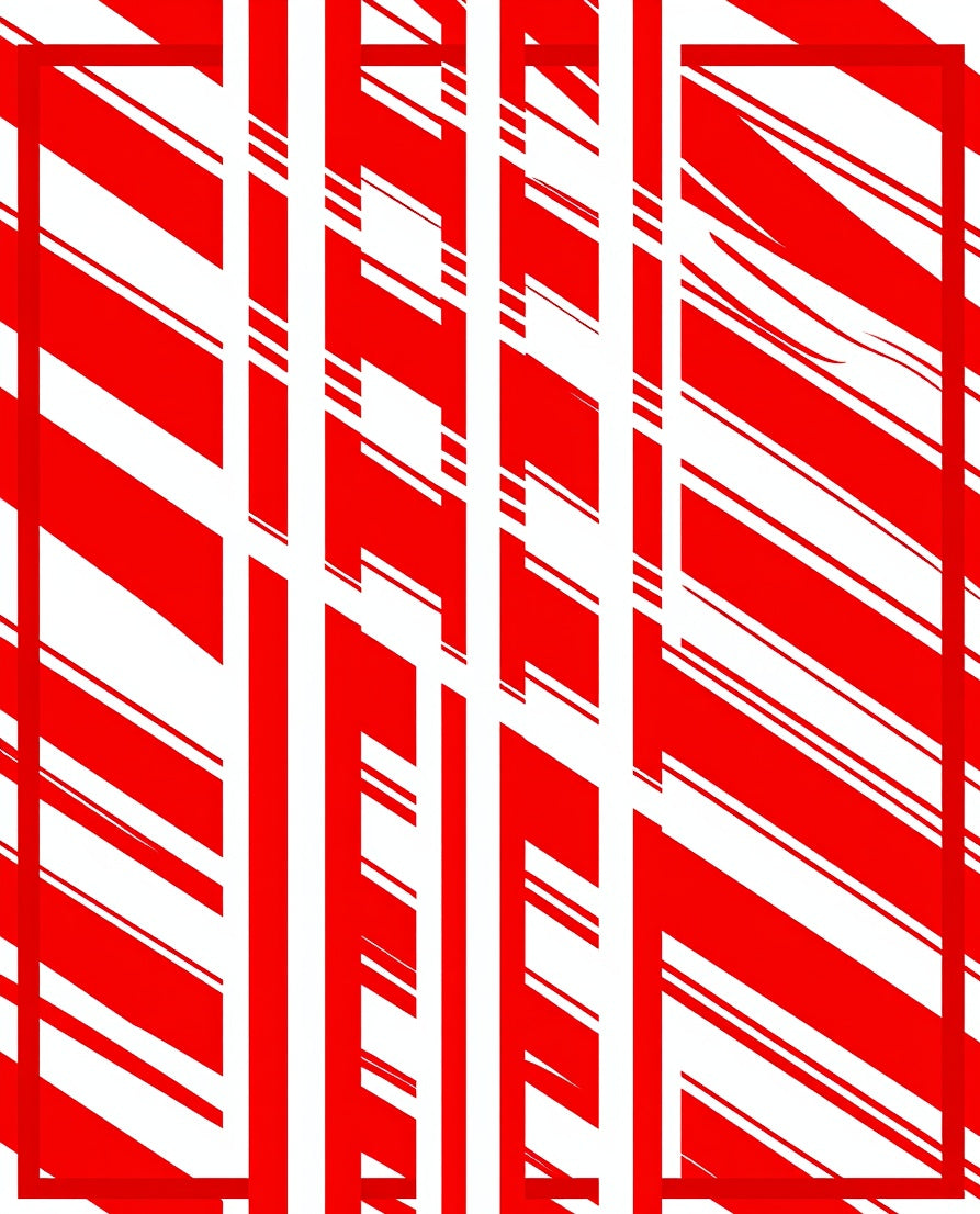 Bold Red White Striped Visual Rug