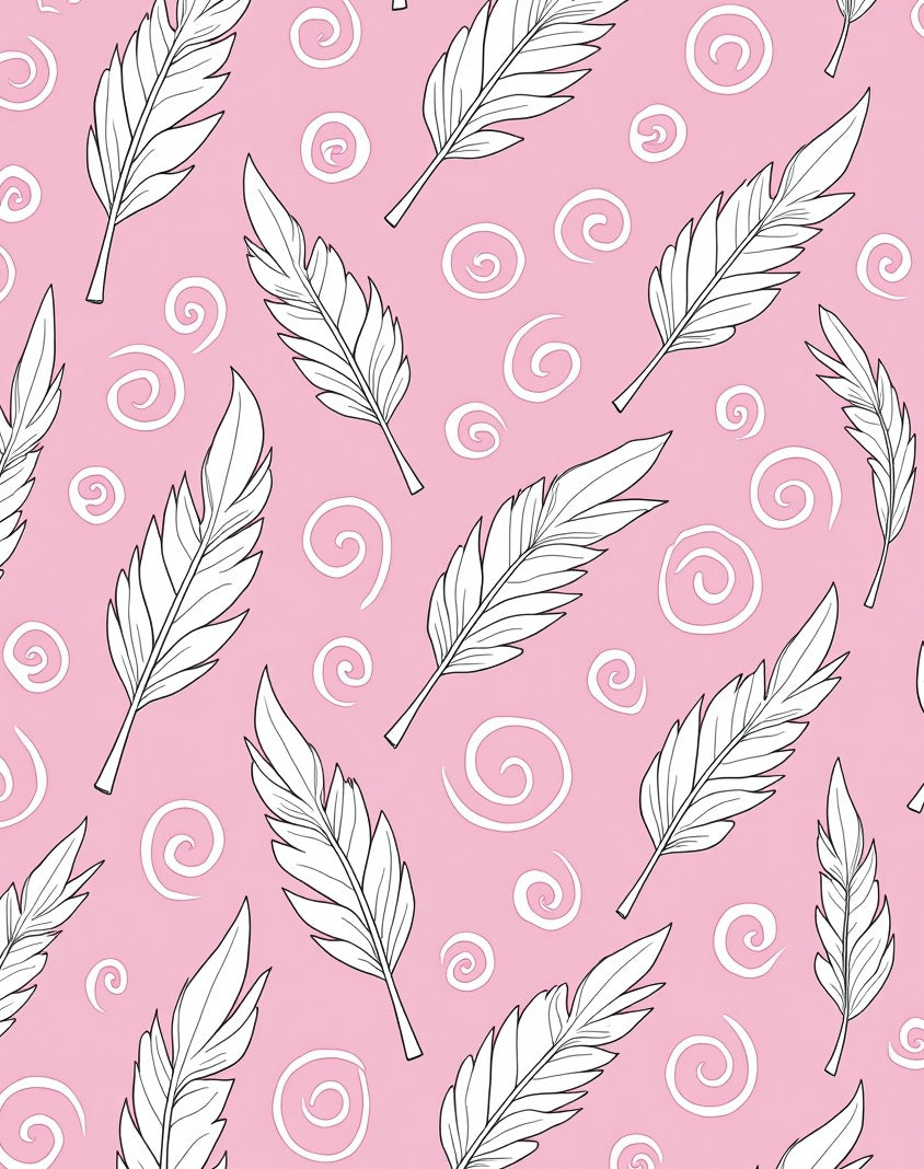 Pink Feather Swirls Rug