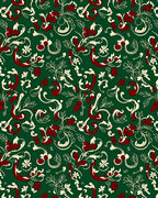 Victorian Emerald Botanical Swirl Accents Rug