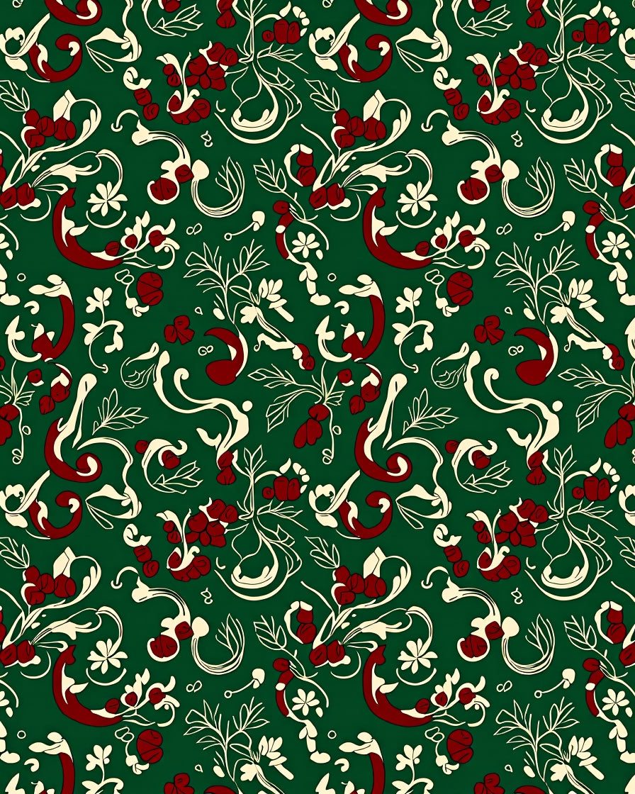 Victorian Emerald Botanical Swirl Accents Rug