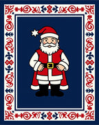 Christmas Santa Claus Red Blue Border Rug