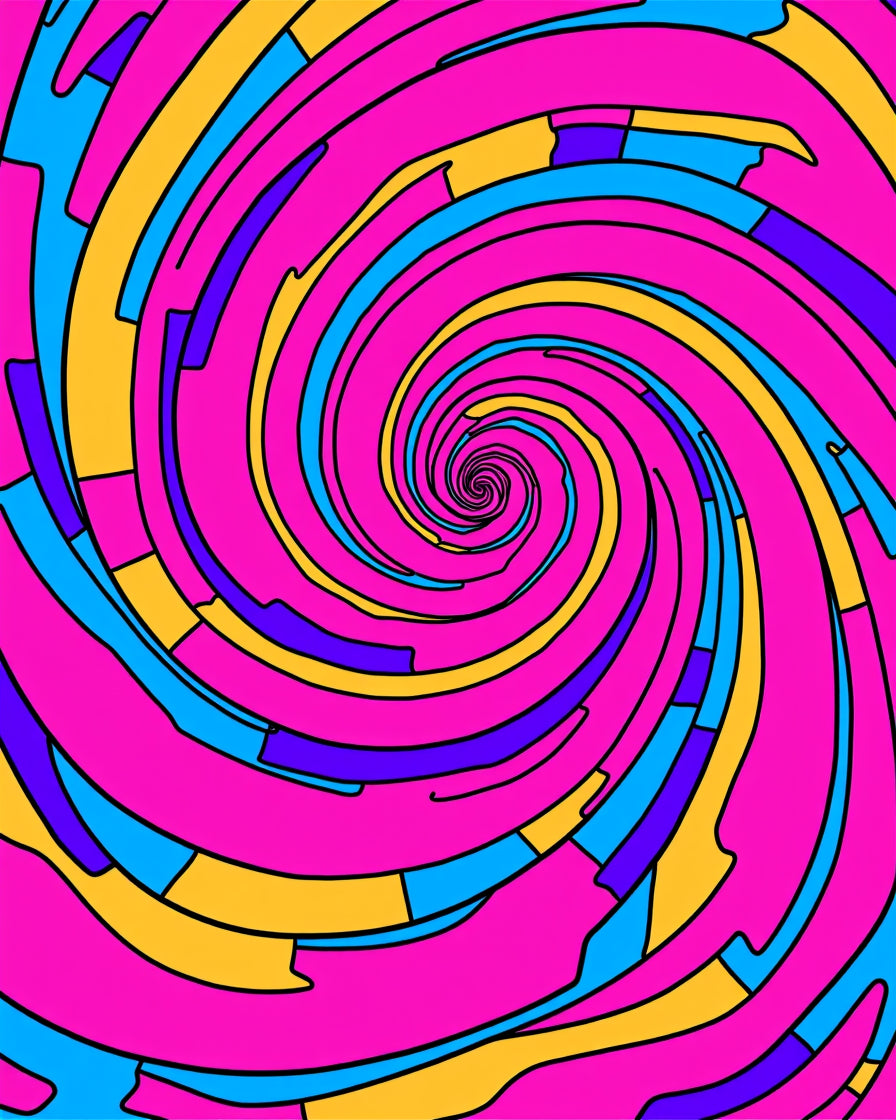 Vivid Pink Swirl Abstract Quilt Rug