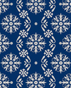 Classic Navy White Floral Medallion Rug