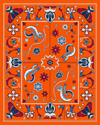 Orange Crimson Blue Butterfly Folk Art Rug
