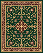 Emerald Red Gold Floral Medallion Rug