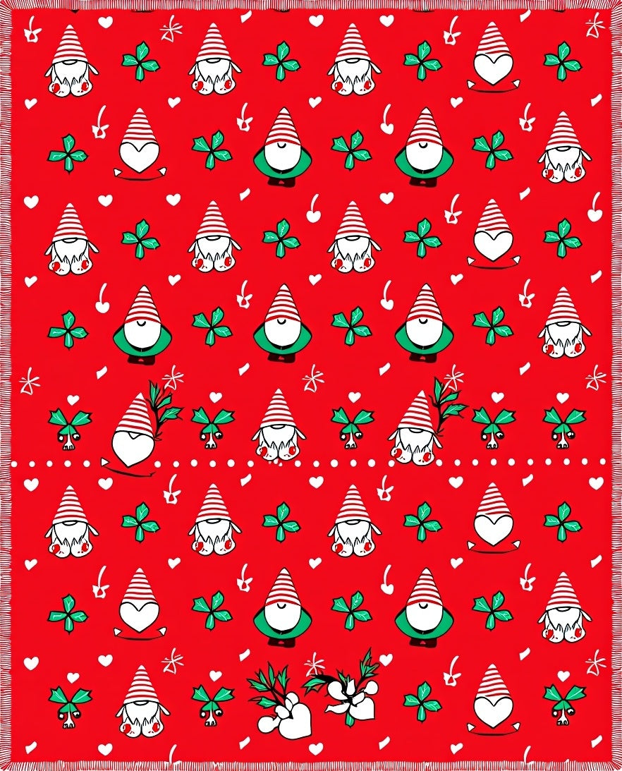Red Gnomes Hearts Clover Sprinkle Rug