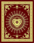Crimson Gold Heart Burst Emblem Rug