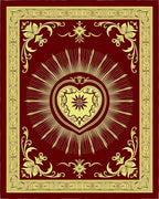 Crimson Gold Heart Burst Emblem Rug