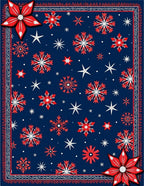 Crimson Snowflake Navy Blue Textile Rug