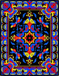 Bold Blue Red Yellow Floral Medallion Rug