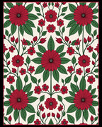 Crimson Floral Vine Art Nouveau Rug