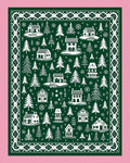 Forest Village Christmas Village Green White Rug