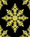Golden Snowflake Black Background Rug