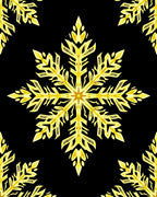 Golden Snowflake Black Background Rug