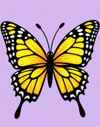 Vibrant Yellow Butterfly Lilac Background Rug