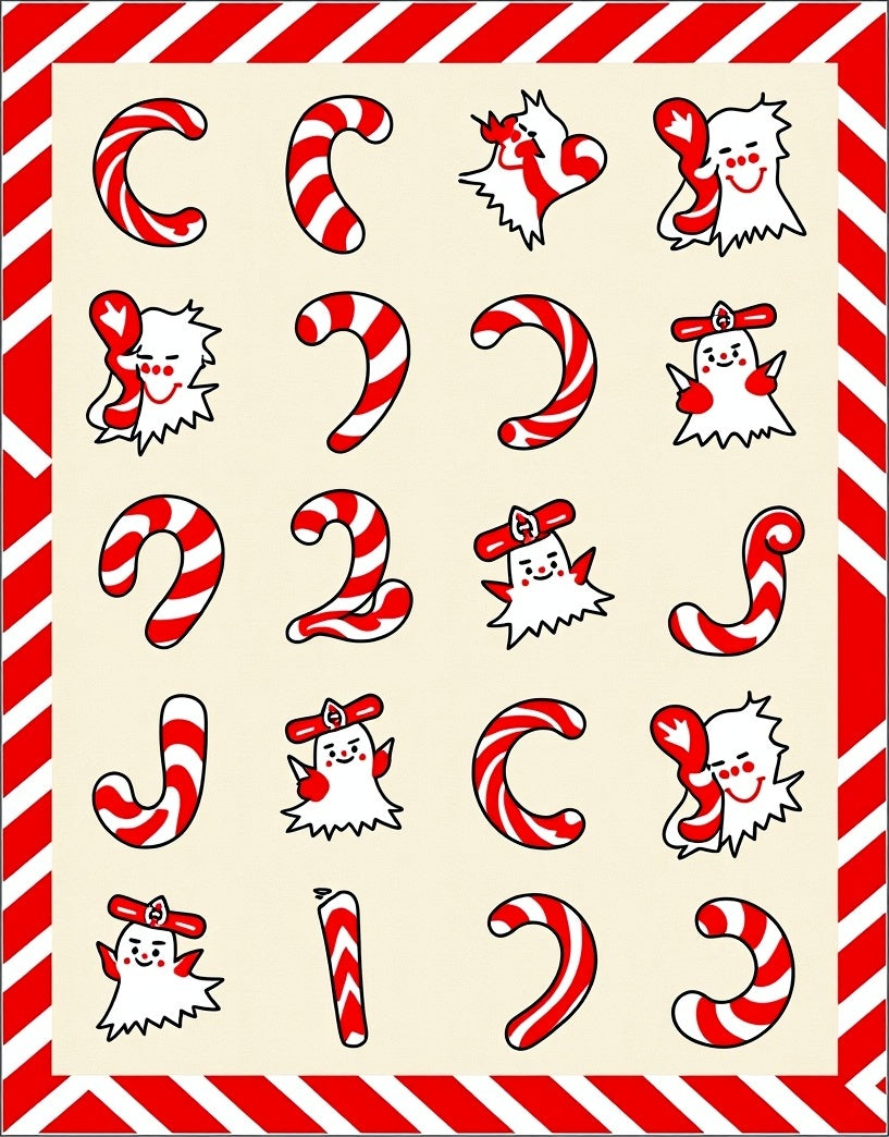 Whimsical Candy Cane Ghosts Holiday Rug